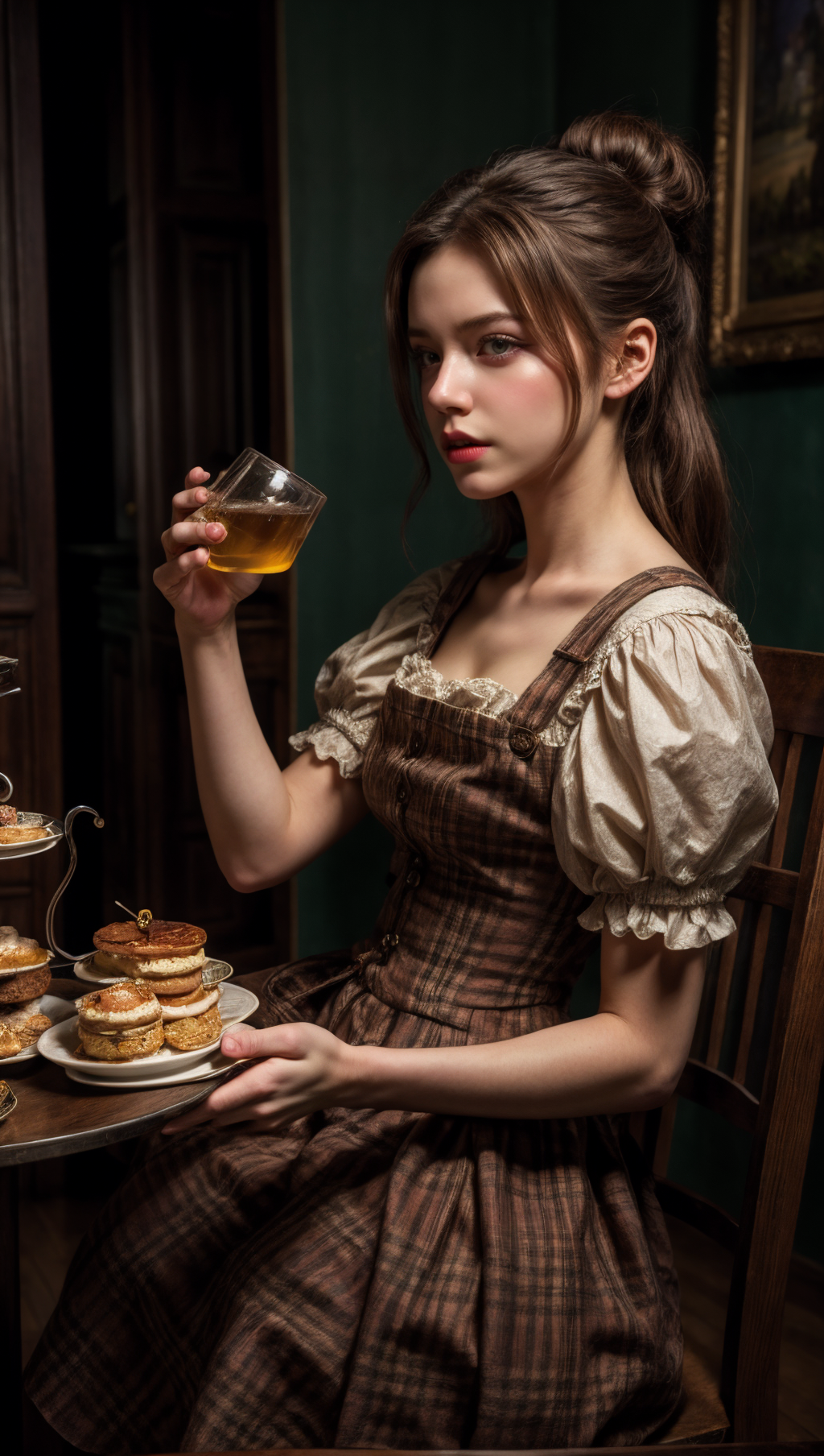 01867-4194203582-“Alice at a tea party by Thomas Kinkade, Alice in Wonderland, trending on Artstation” drinking beer, perfect composition, hyperr.png